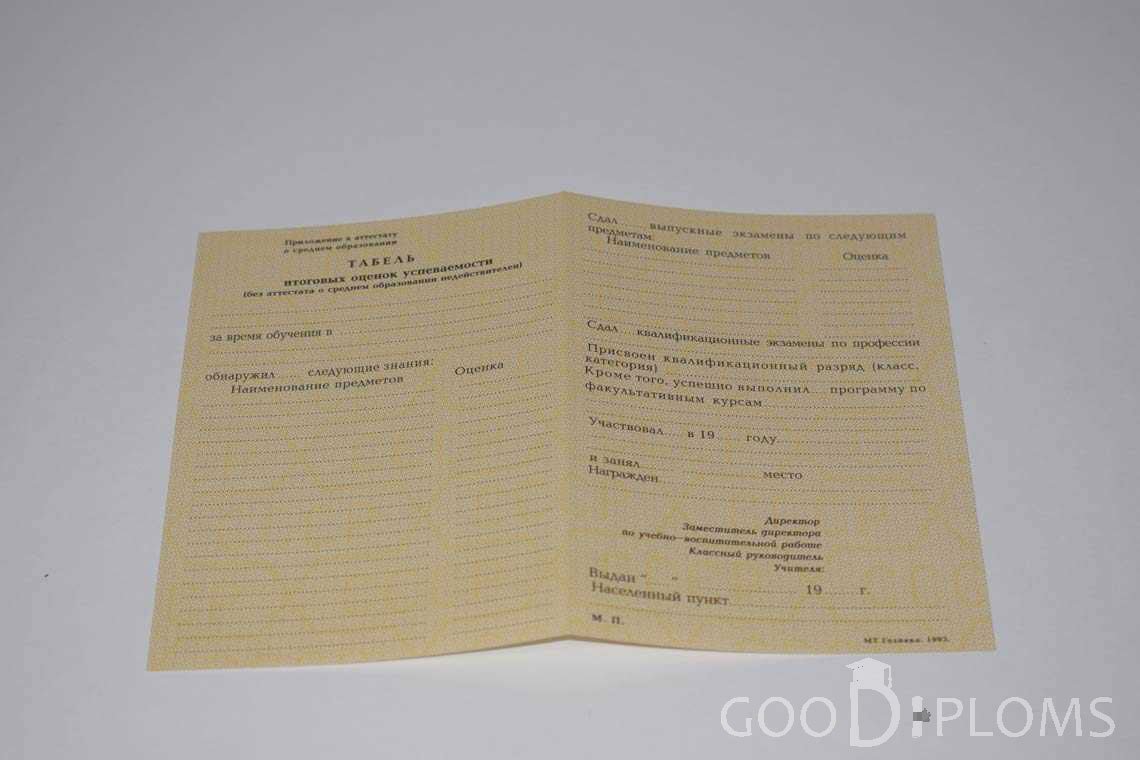 Приложение к Аттестату За 10 Класс период выдачи 1990-1993 -  Кривой Рог