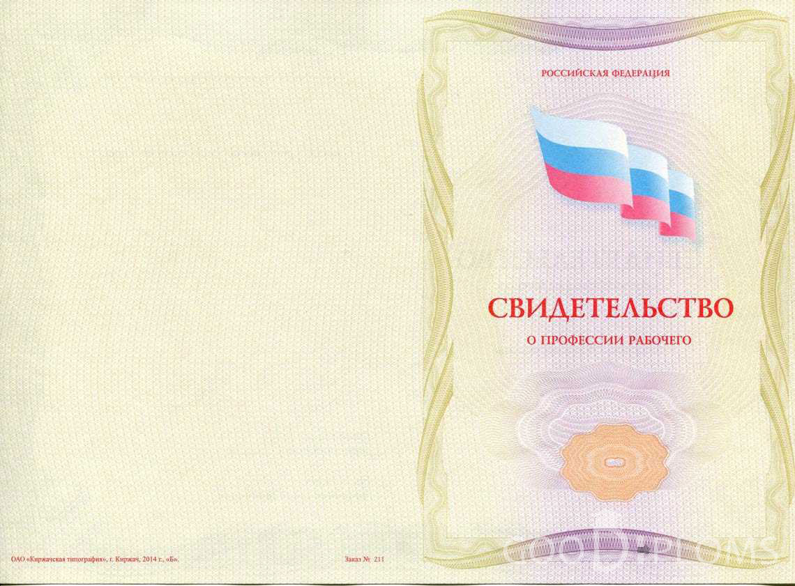 Свидетельство о Профессии Рабочего - Обратная Сторона период выдачи 1999-2020 -  Кривой Рог