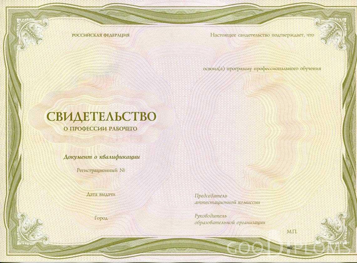Свидетельство о Профессии Рабочего период выдачи 1999-2020 -  Кривой Рог