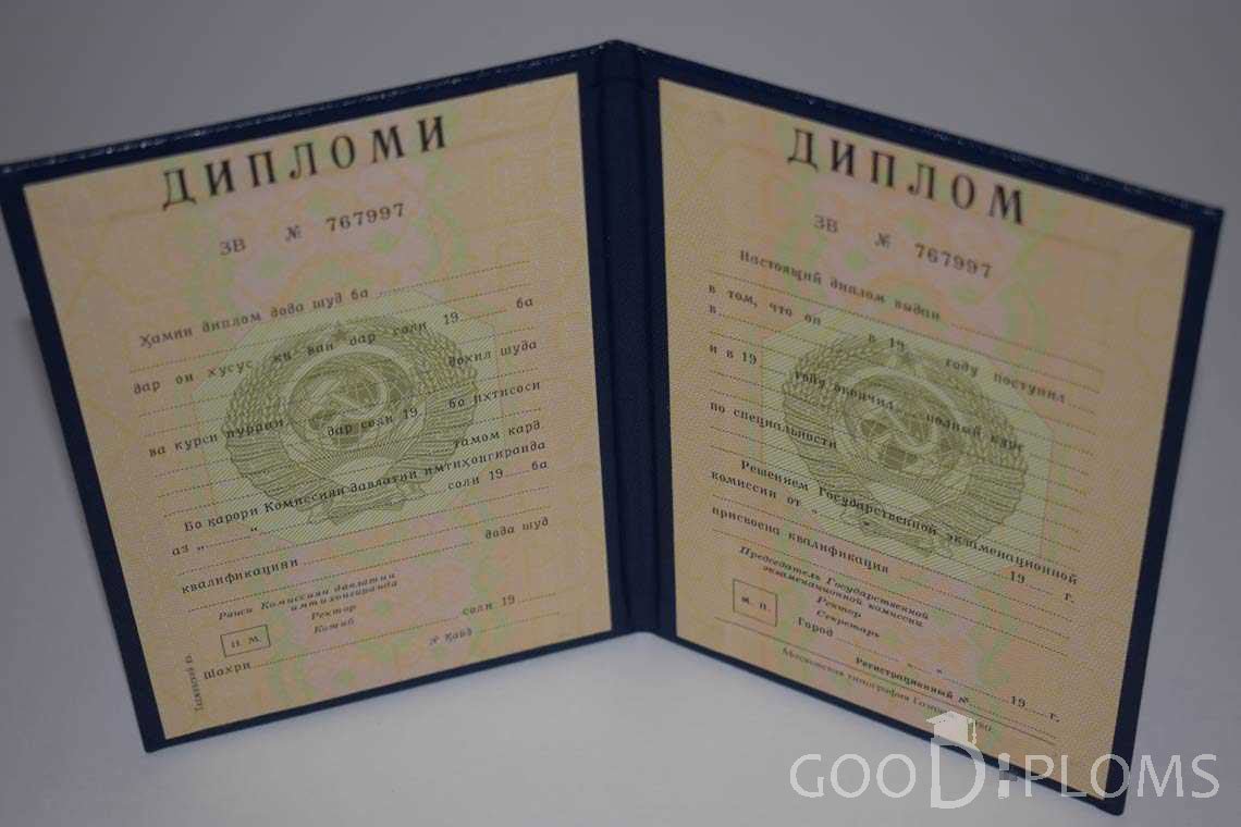 Диплом Вуза СССР Таджикистан  период выдачи 1975-1996 -  Кривой Рог