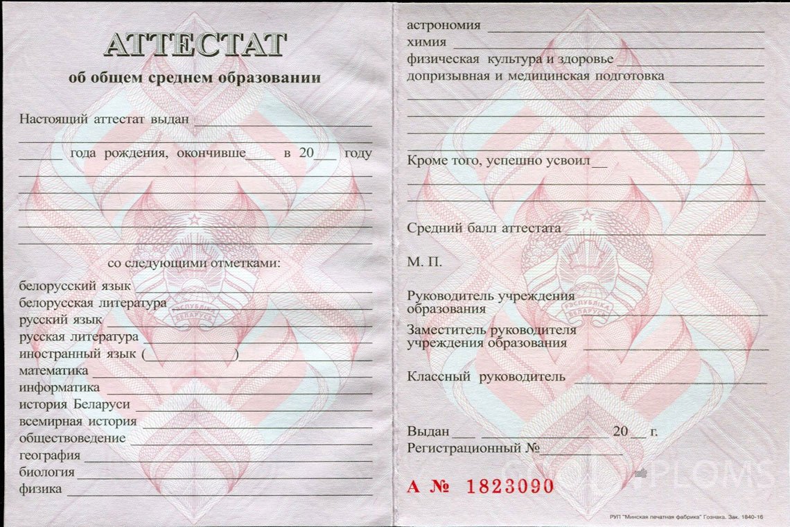 Белорусский аттестат за 11 класс - Кривой Рог